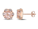 1.75 Carat (ctw) Morganite Flower Earrings in 14K Rose Pink Gold with Diamonds